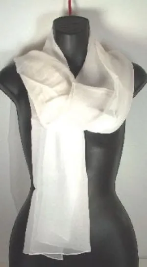 22 x 72&quot; long white silk chiffon scarves