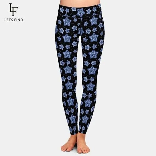 3D Stars Print Women High Waist Warm Ninth Pant Fashion New