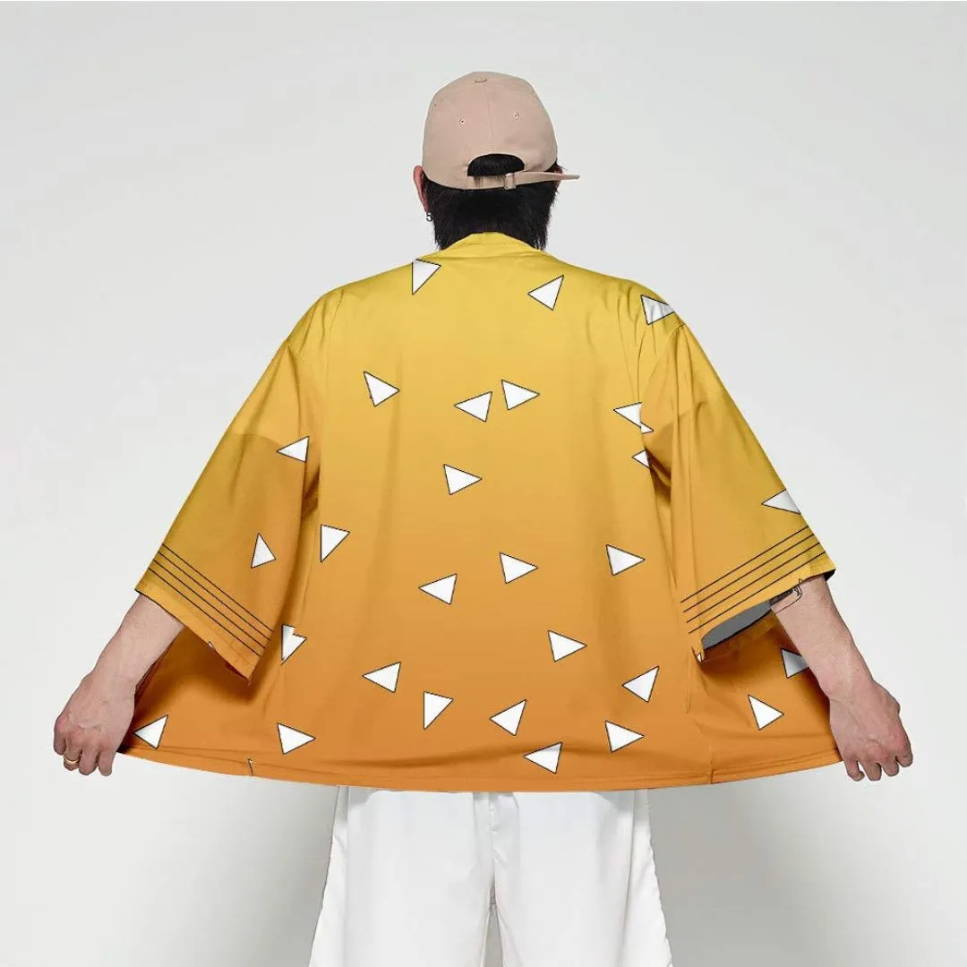 Agatsuma Zenitsu Shirt Costume | Comfortable Demon Slayer Anime Cosplay Cloak