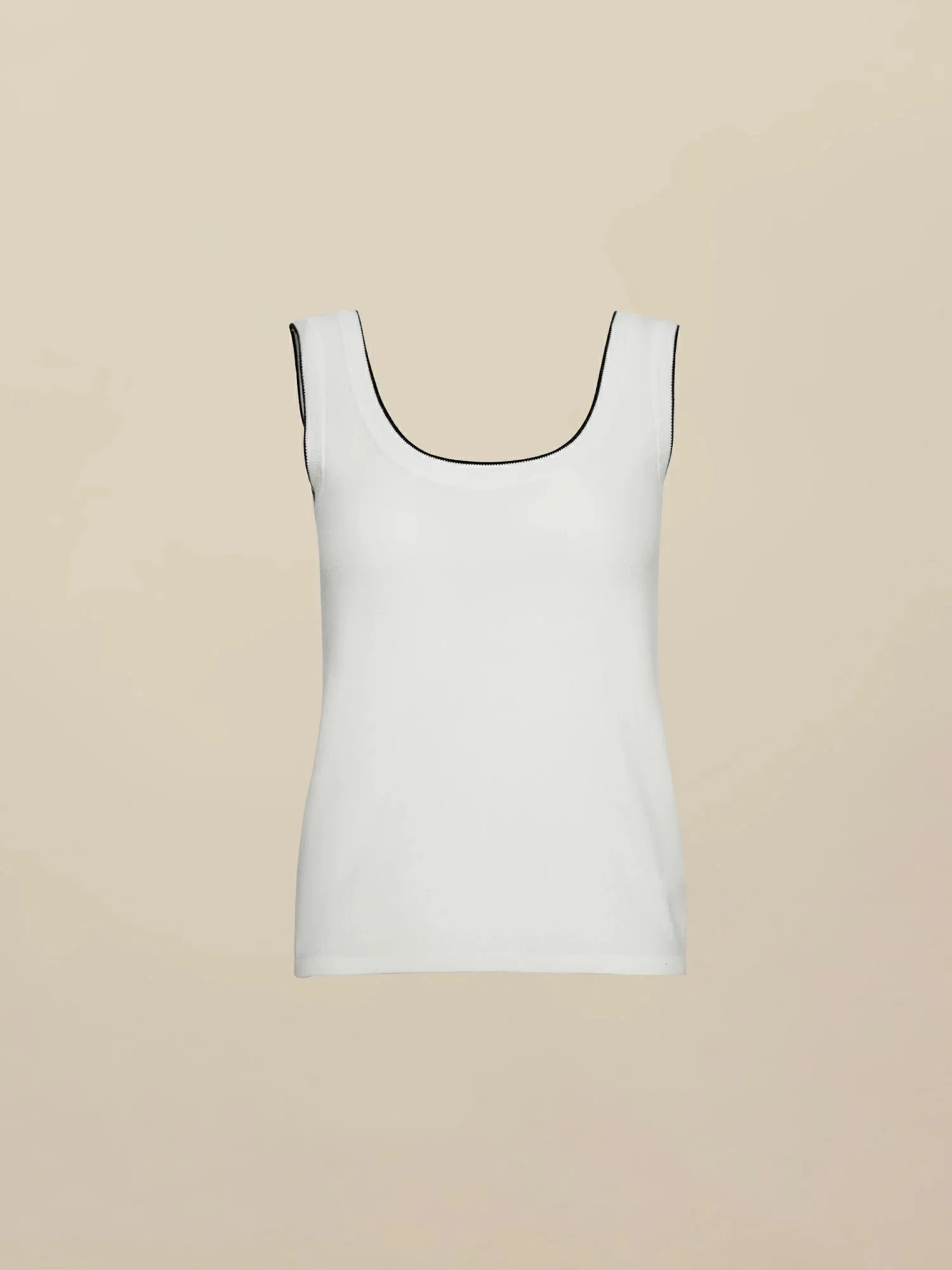 Amoretu Cotton & Linen U-Neck Contrast Trim Vest