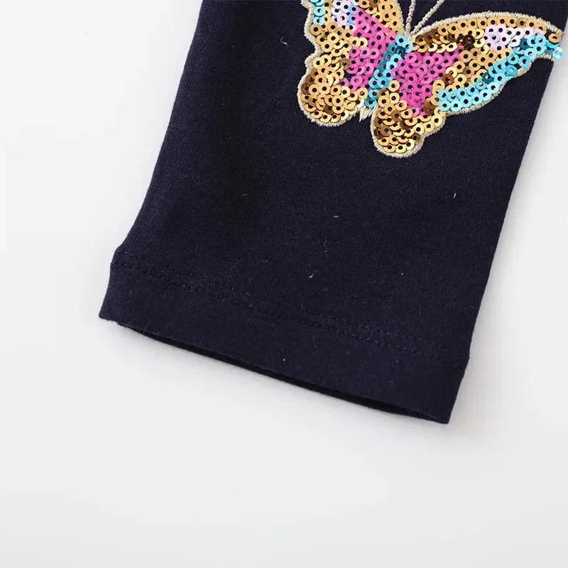 Animal Butterfly Sequin Straight Leggings for Girls