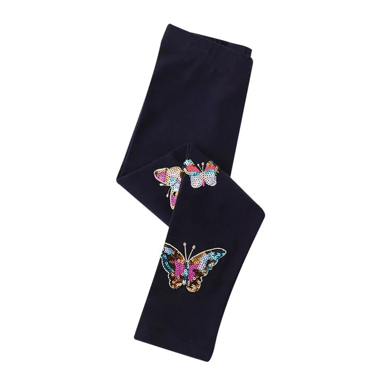 Animal Butterfly Sequin Straight Leggings for Girls
