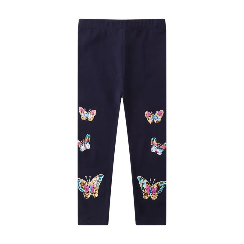 Animal Butterfly Sequin Straight Leggings for Girls