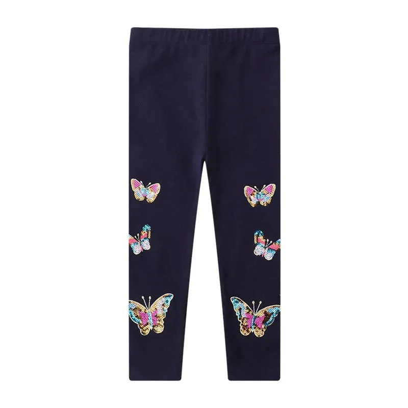 Animal Butterfly Sequin Straight Leggings for Girls