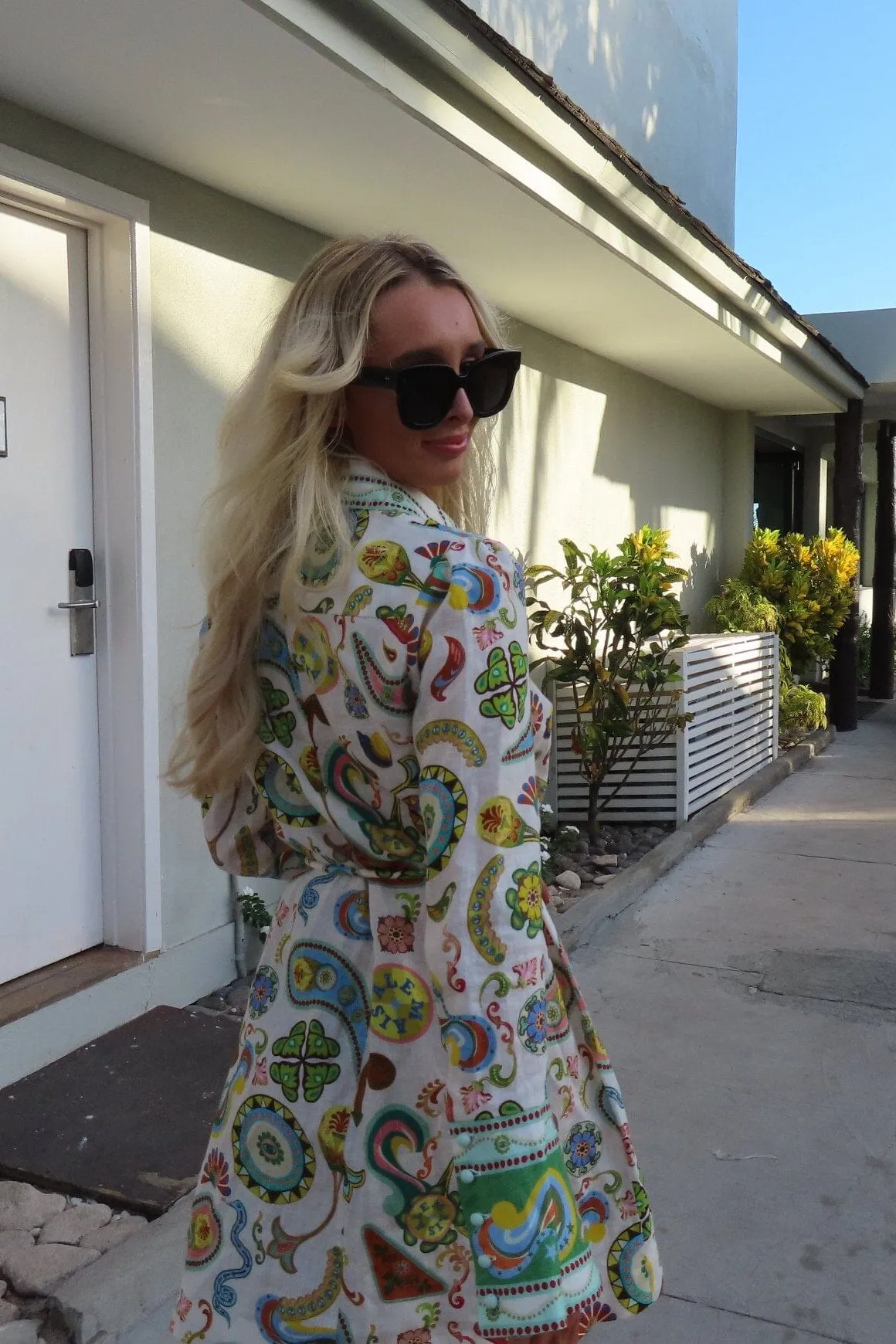 Arcade Paisley Linen Minidress