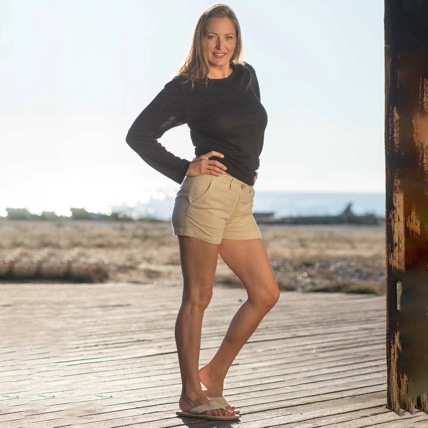 ARUBA 100% Organic Hemp Shorts For Women (Plastic-Free Nut Buttons) (Closeout - Final Sale)