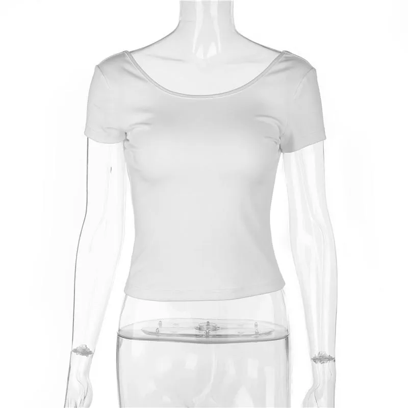 Backless Short Crop Top T-Shirt