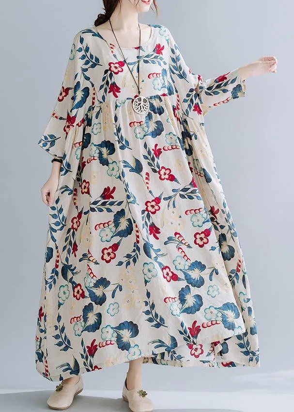 Beautiful Nude Print Dresses O Neck Cinched Art Spring Dresses