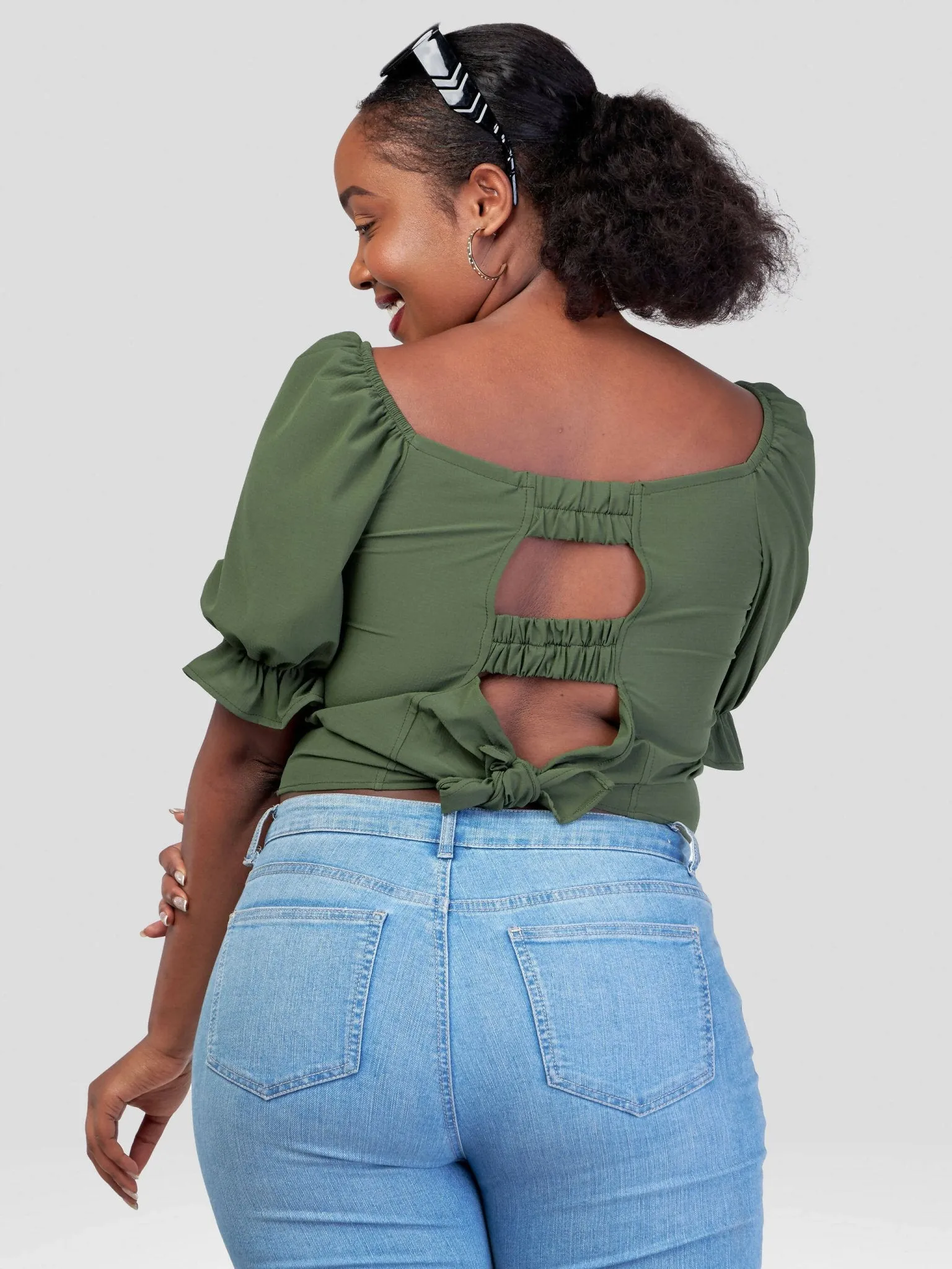 Beqss Mai Tie Top - Hunters Green