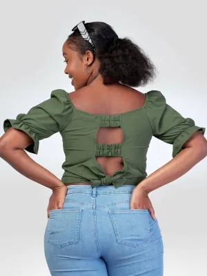 Beqss Mai Tie Top - Hunters Green