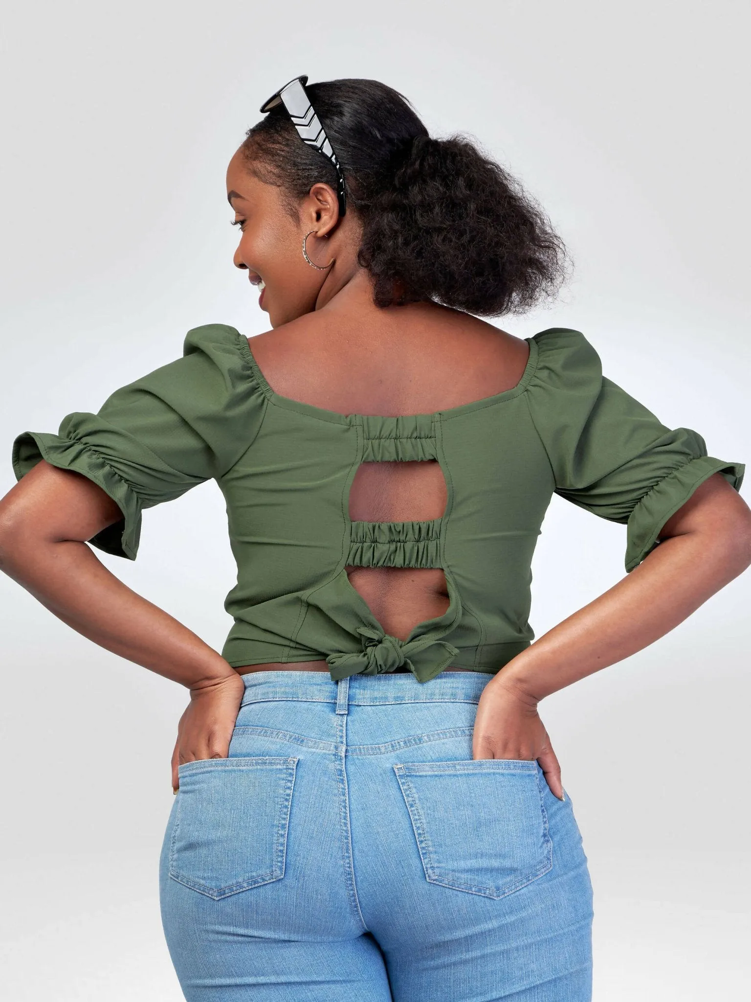 Beqss Mai Tie Top - Hunters Green