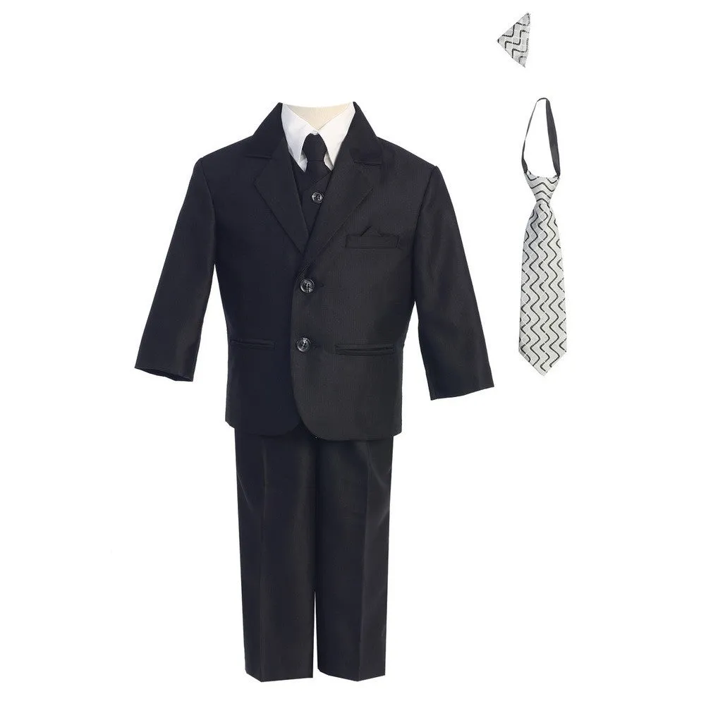Big Boys Black Two-button Herringbone Pattern Special Occasion Suit 8-14