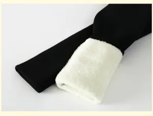 Black warm fur leggings