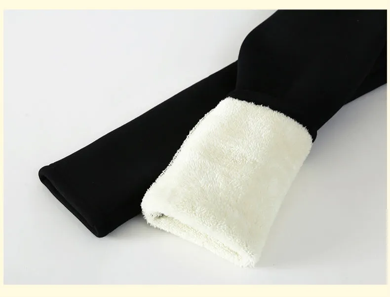 Black warm fur leggings