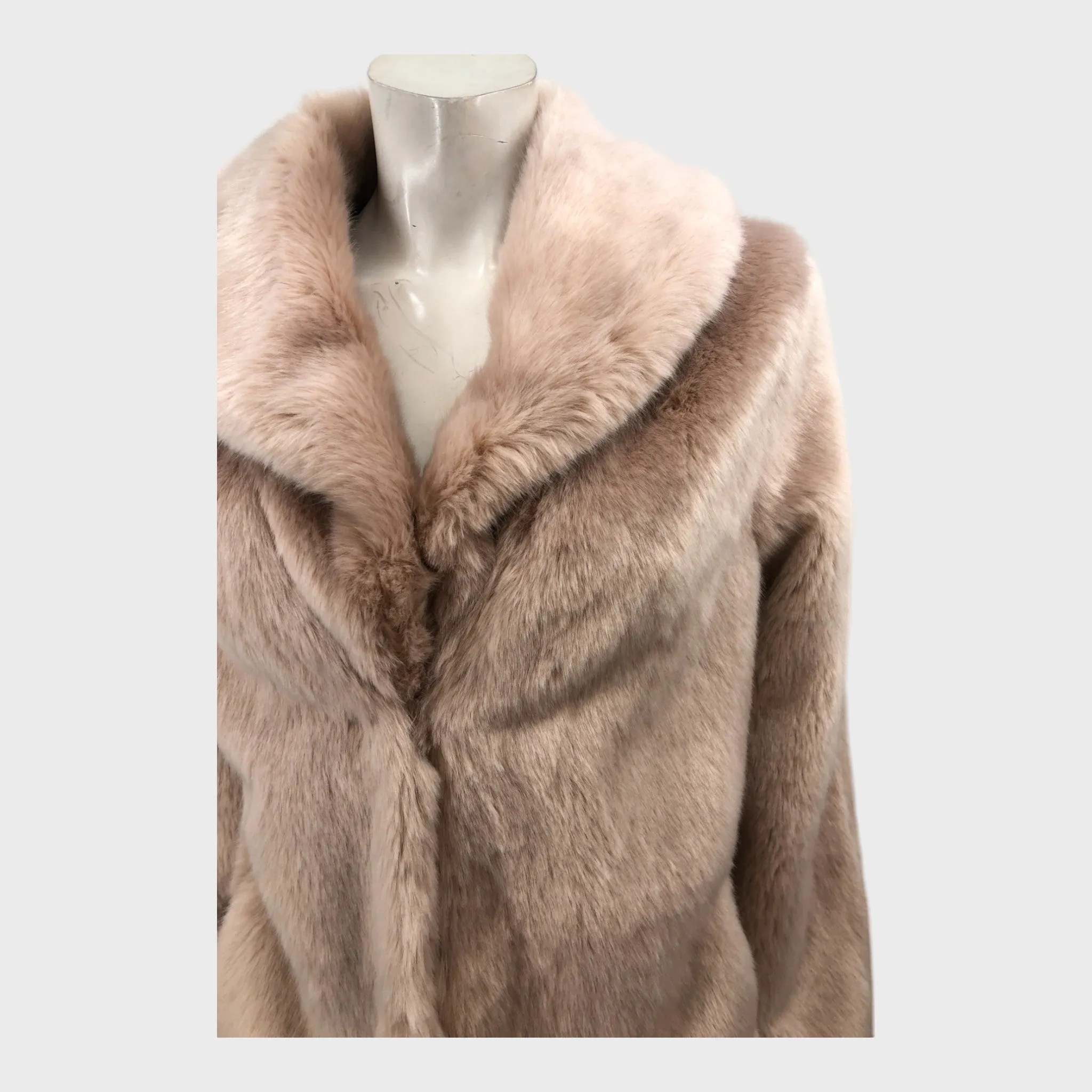 Branded Pink Faux Fur Coat - Size 12