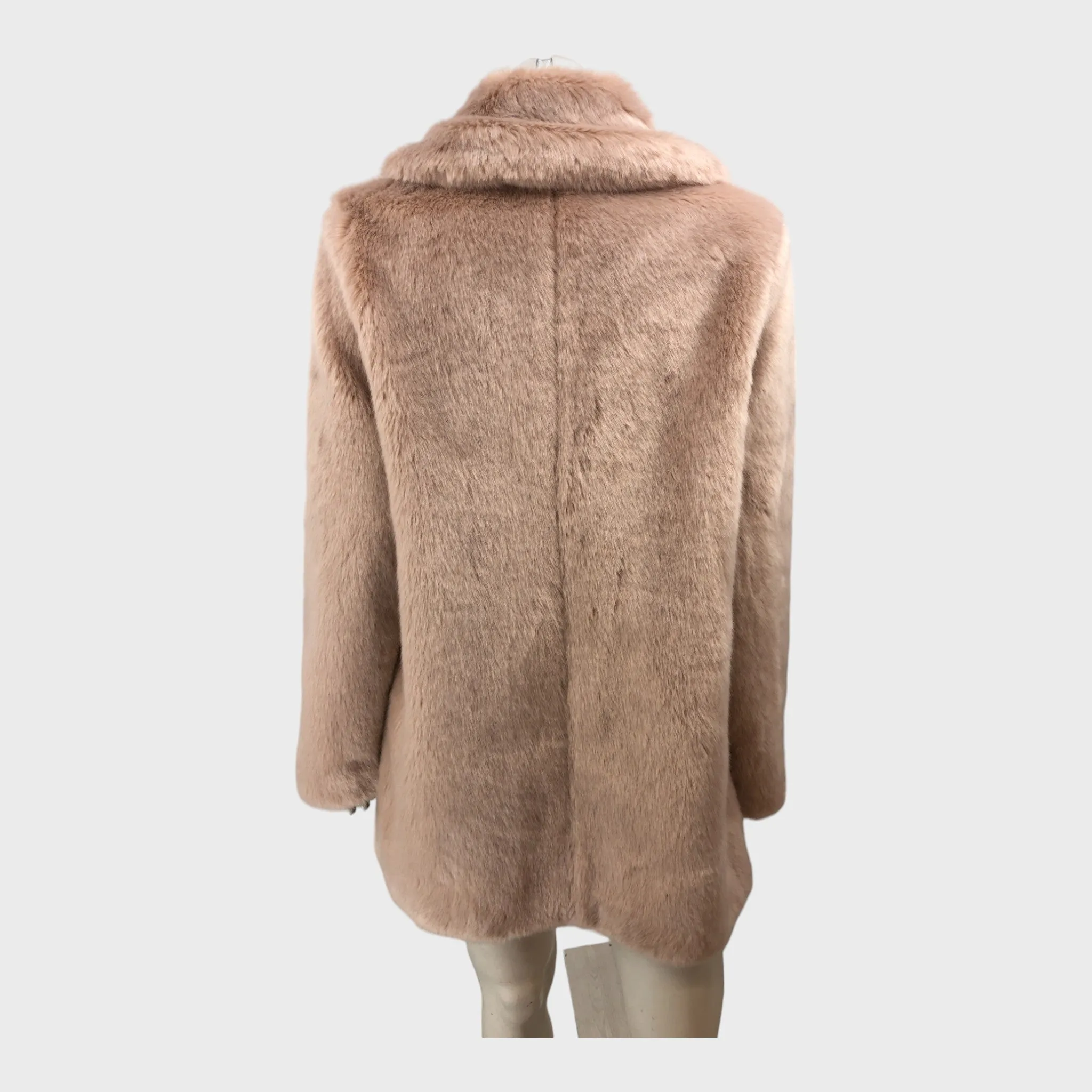 Branded Pink Faux Fur Coat - Size 12