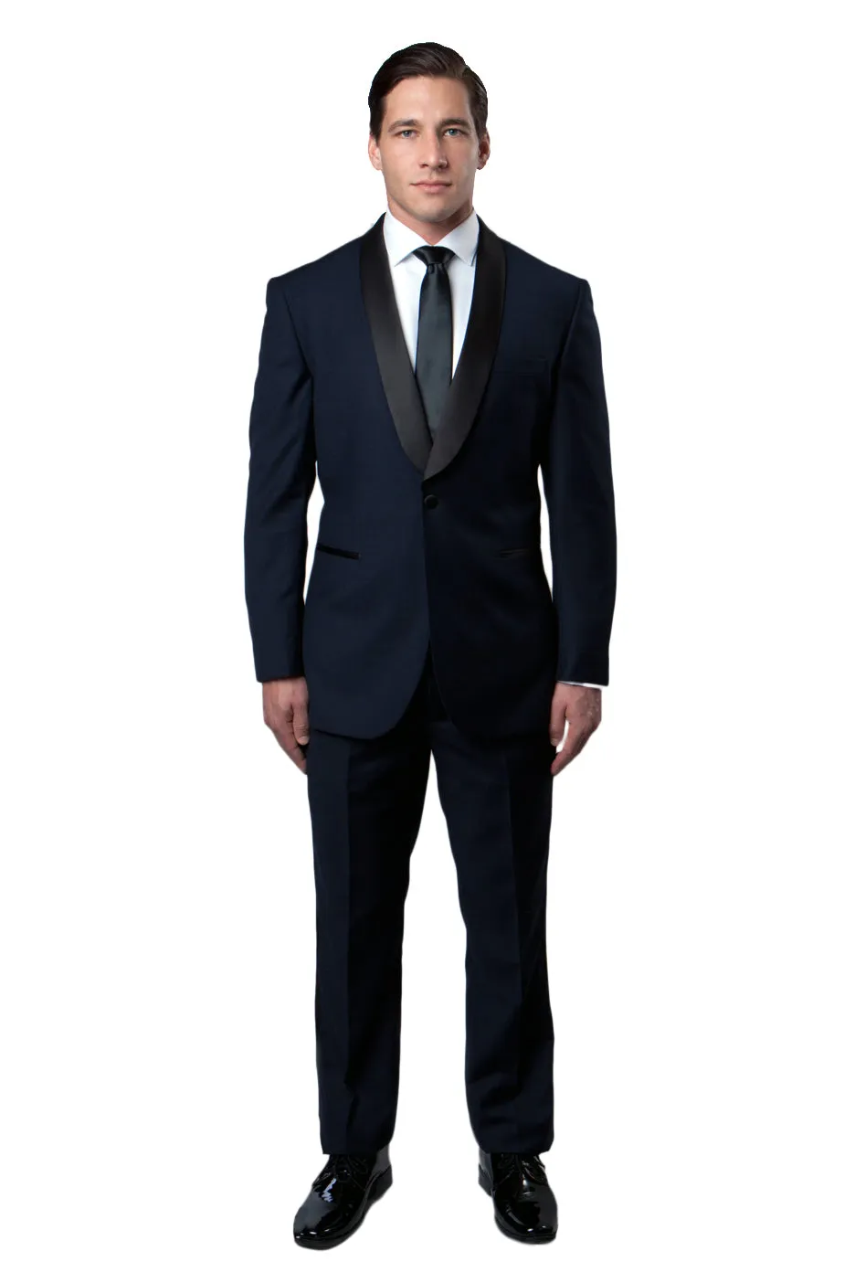 Bryan Michael 2pc Tuxedo Set with Satin Shawl Collar, Navy