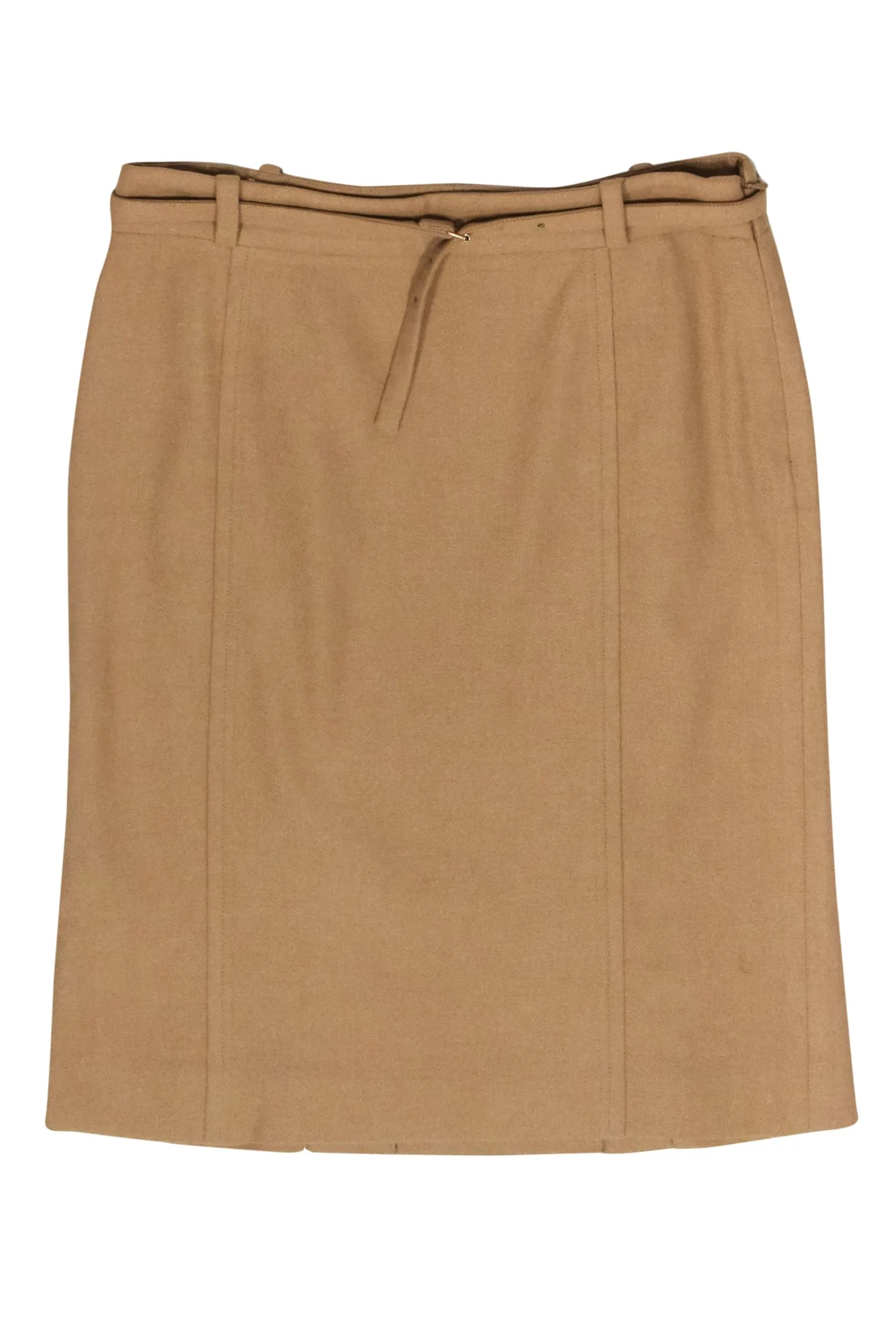 Burberry - Camel Colored Wool Blend Pencil Skirt w/ Belt Sz 6
