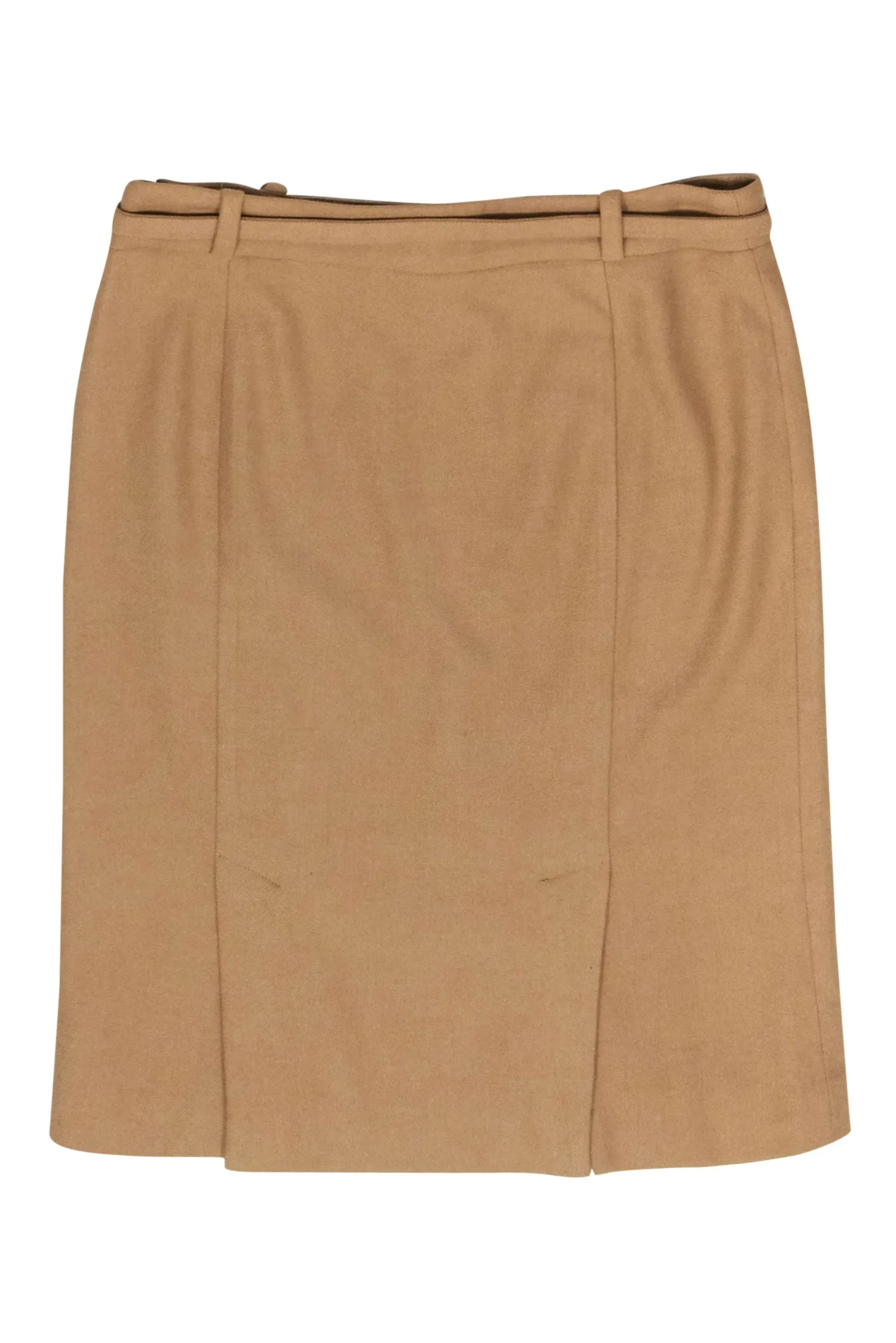 Burberry - Camel Colored Wool Blend Pencil Skirt w/ Belt Sz 6