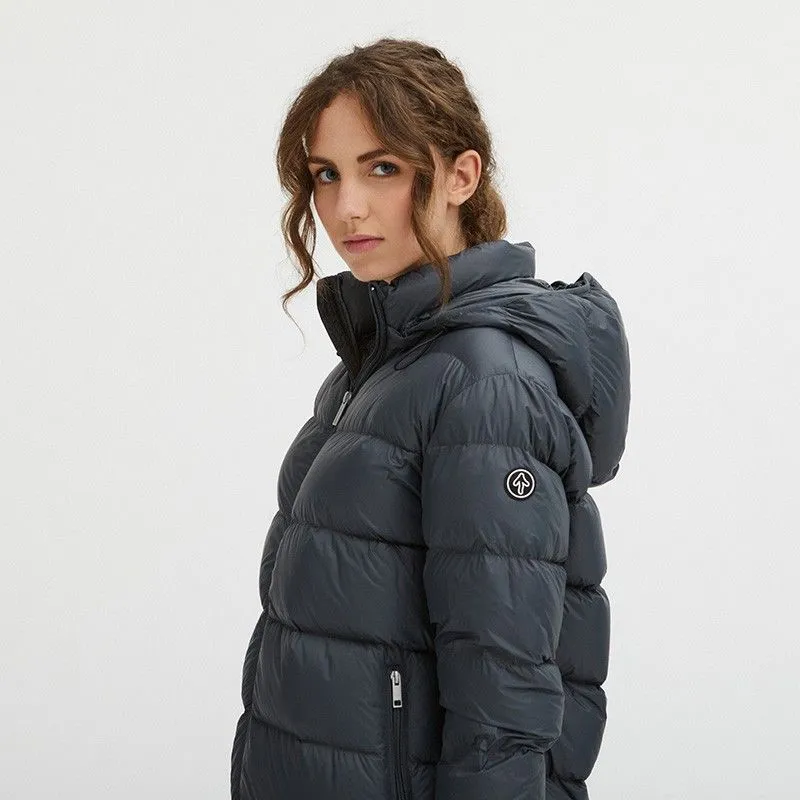 Centogrammi Luxurious Padded Hooded Jacket in Dark Grey