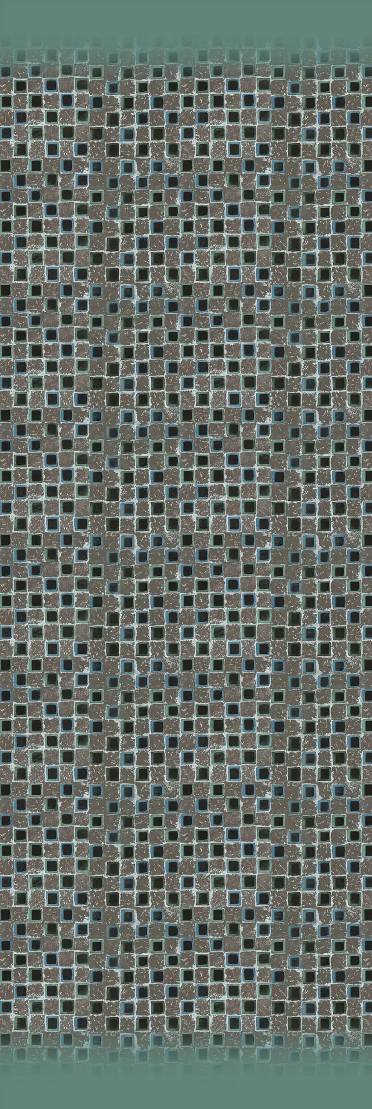 Checkers Grey Green Wool Silk Scarf