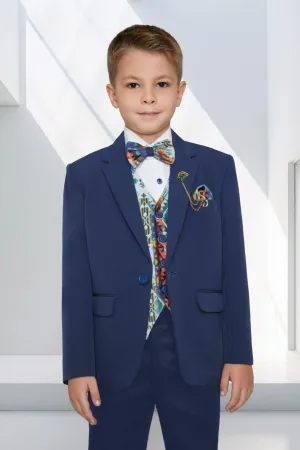 Classic Blue Tuxedo Set For Boys