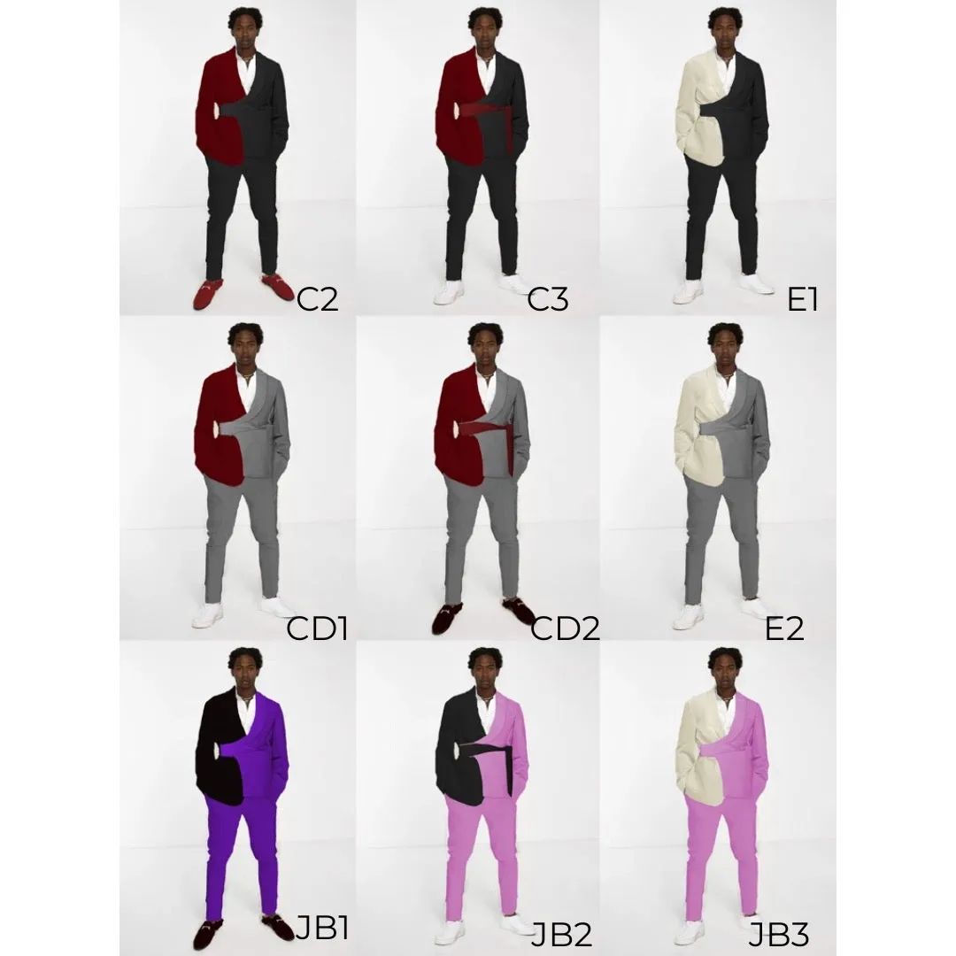 Collin Trendy Formal Split Design Detail Belt 2 Piece Suit