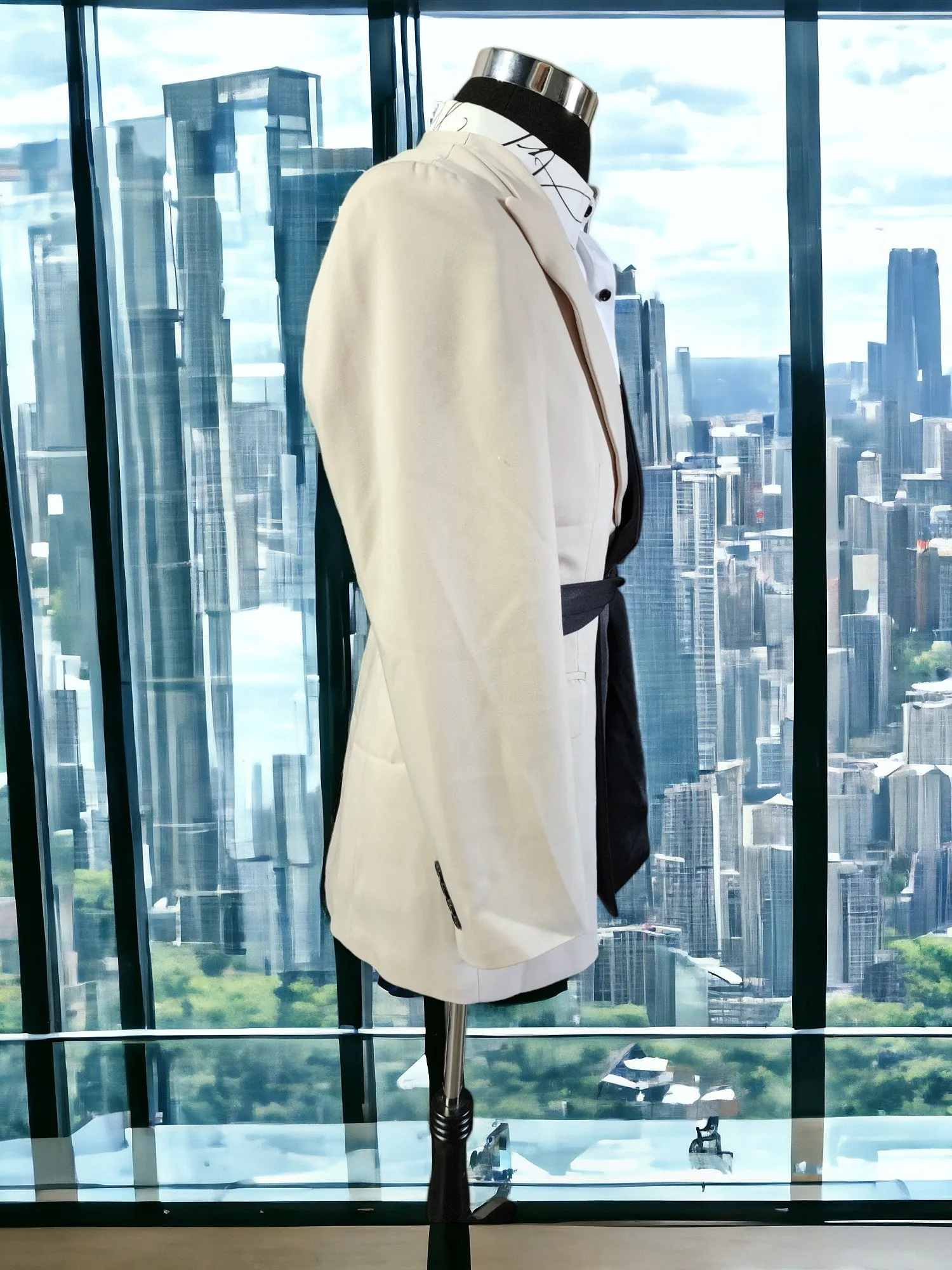 Collin Trendy Formal Split Design Detail Belt 2 Piece Suit