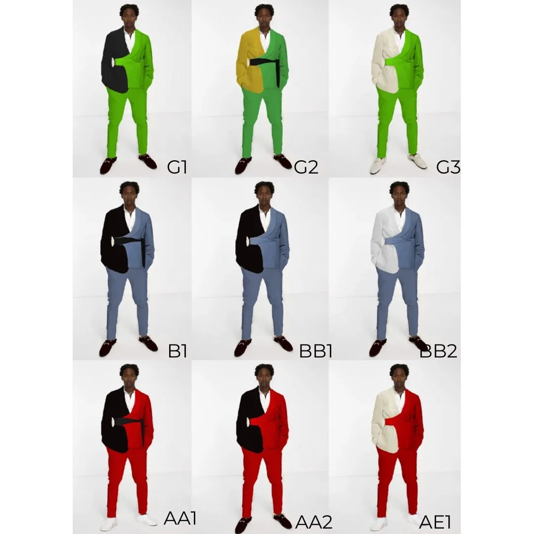 Collin Trendy Formal Split Design Detail Belt 2 Piece Suit