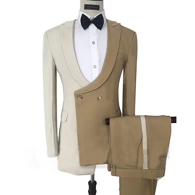 Collin Trendy Formal Split Design Detail Belt 2 Piece Suit