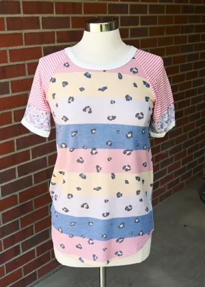 Color Block Raglan Top - Pastel