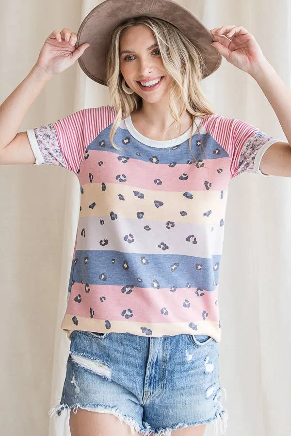 Color Block Raglan Top - Pastel