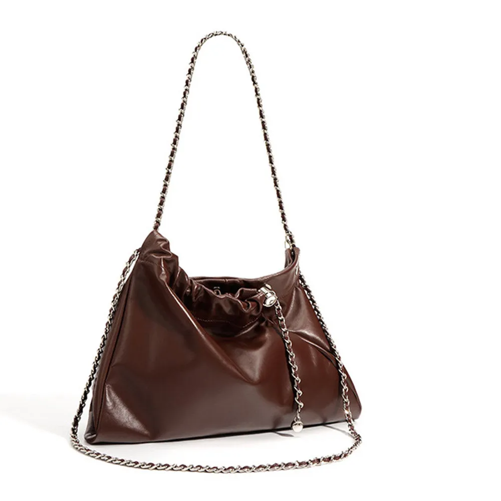 Cowhide bag double pocket shoulder cross bag【Mint】