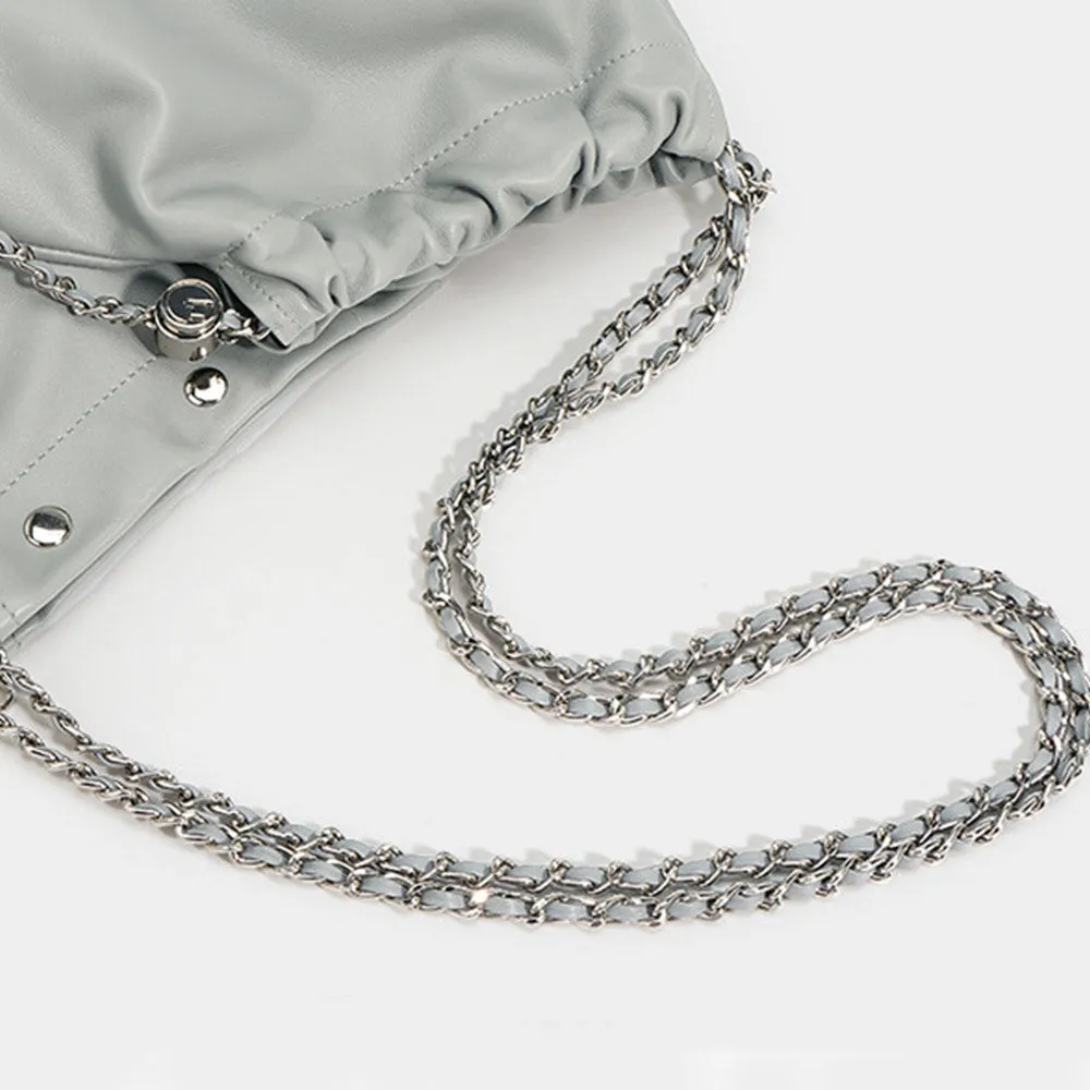 Cowhide bag double pocket shoulder cross bag【Mint】