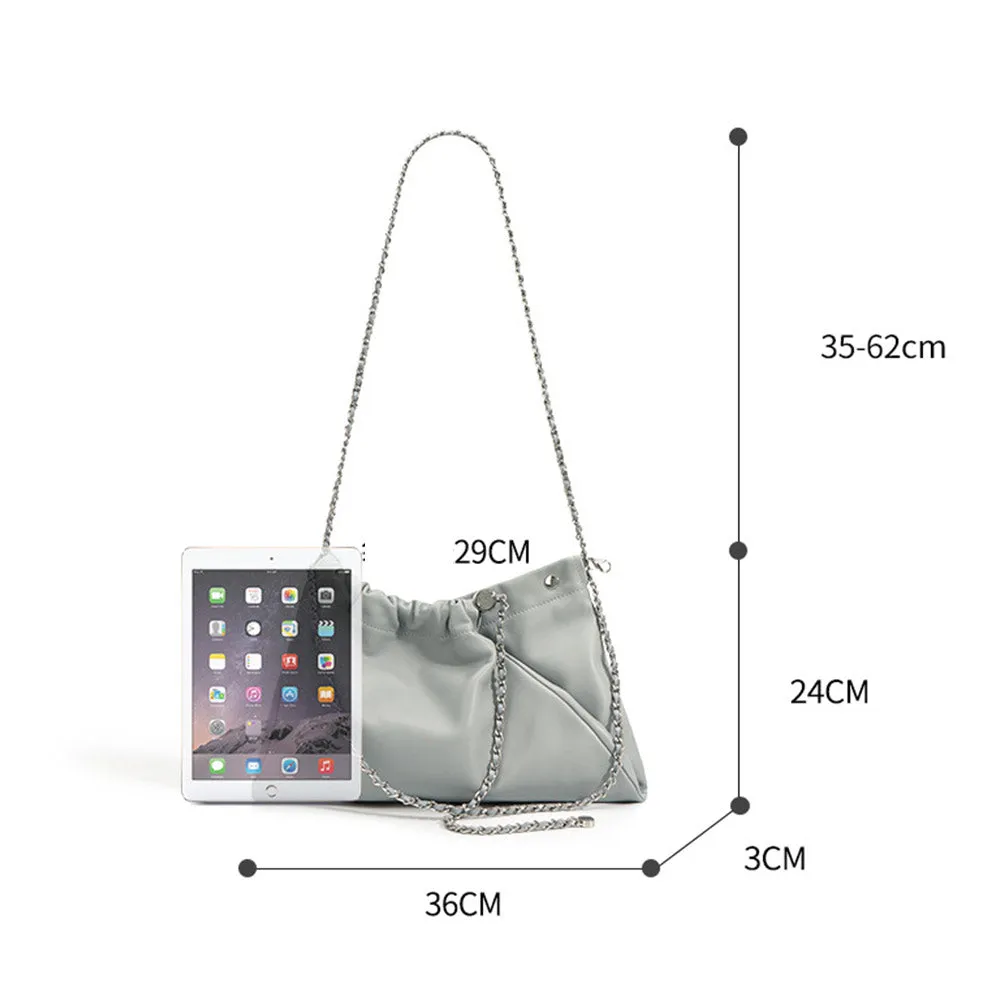 Cowhide bag double pocket shoulder cross bag【Mint】