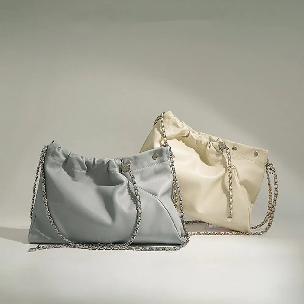 Cowhide bag double pocket shoulder cross bag【Mint】