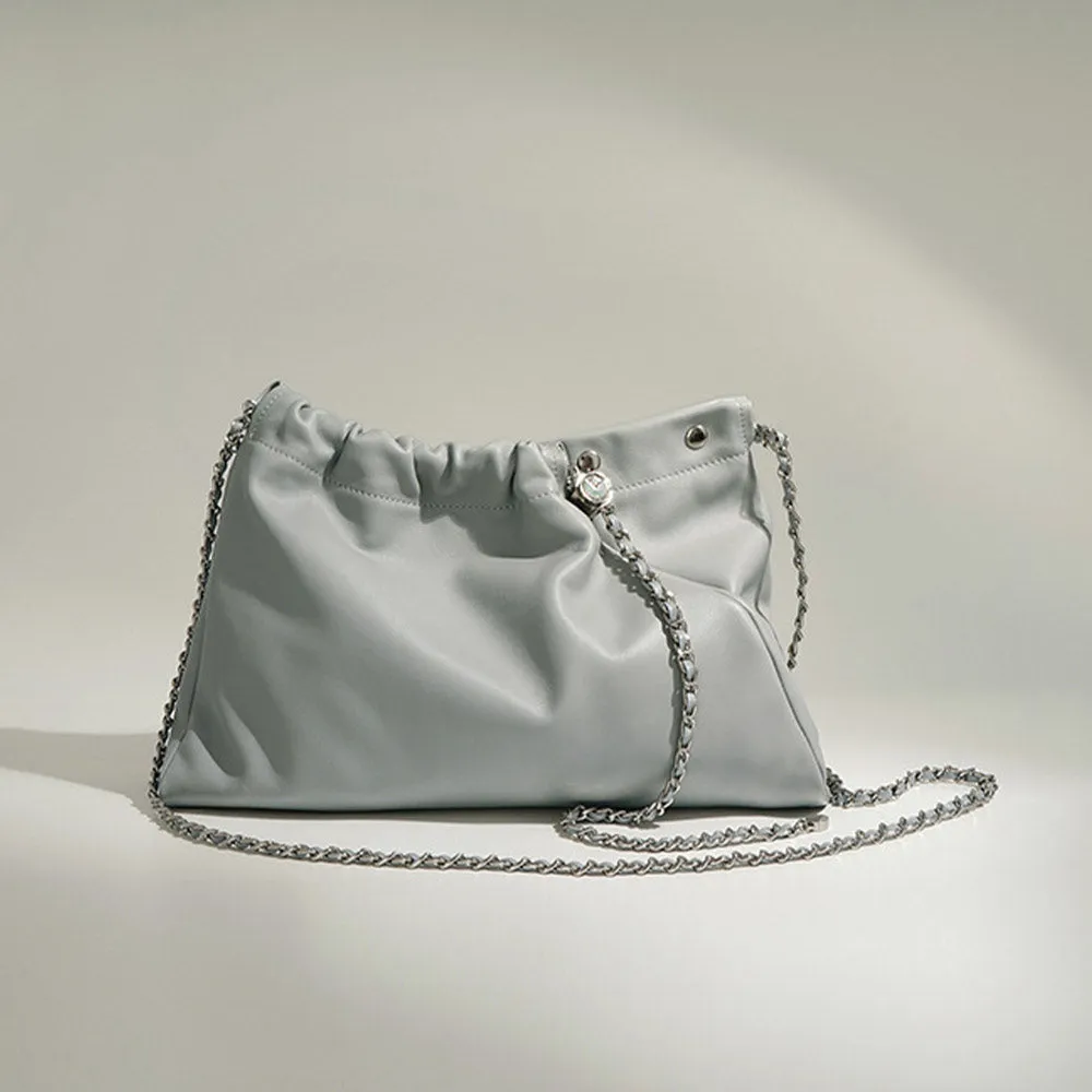 Cowhide bag double pocket shoulder cross bag【Mint】