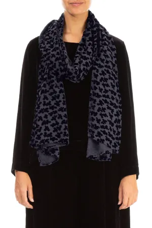 Devoré Petals Vintage Violet Silk Velvet Scarf