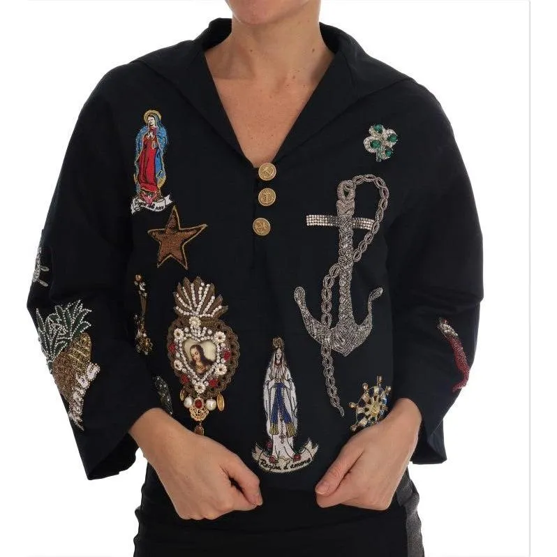 Dolce & Gabbana Enchanted Blue Crystal Embroidered Coat