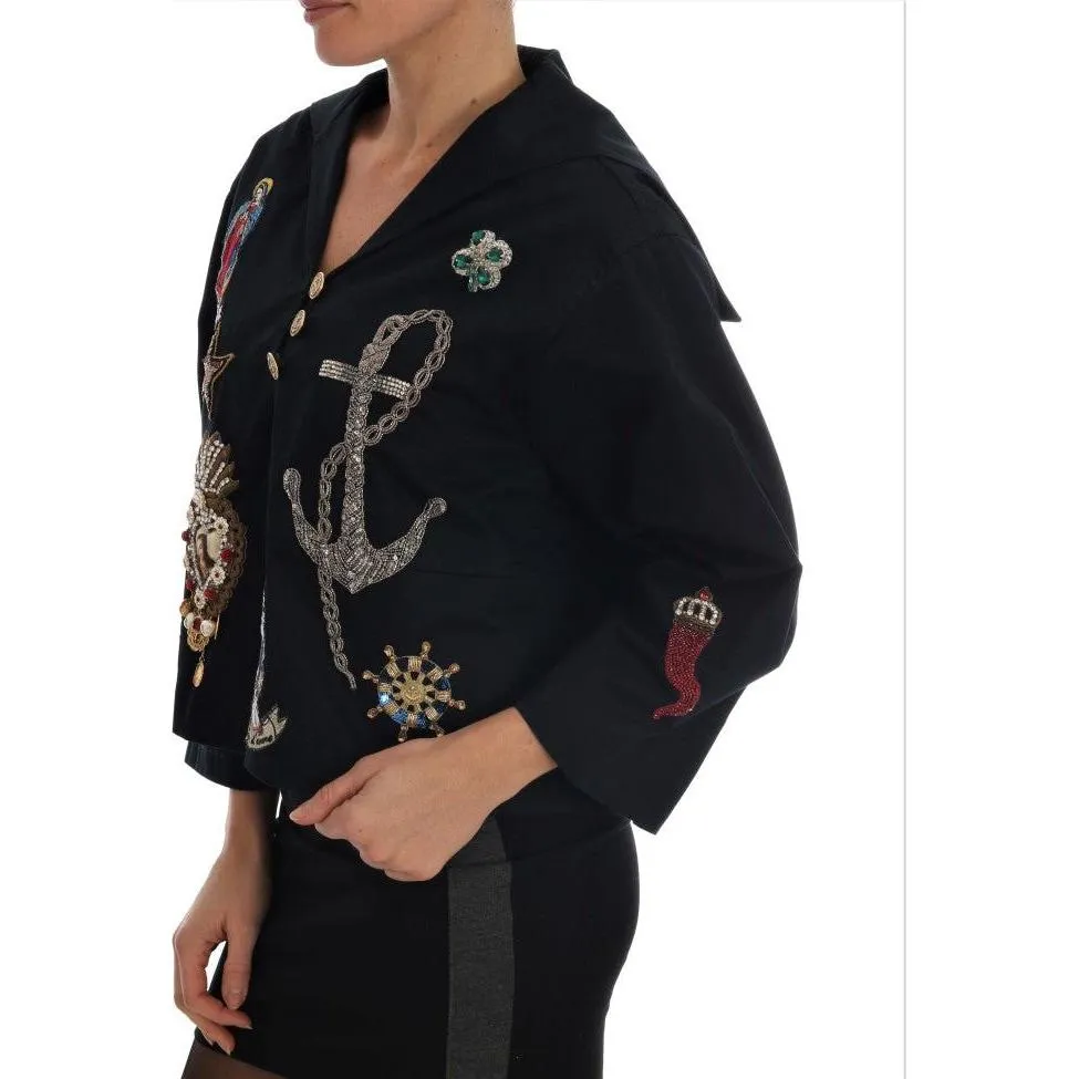 Dolce & Gabbana Enchanted Blue Crystal Embroidered Coat