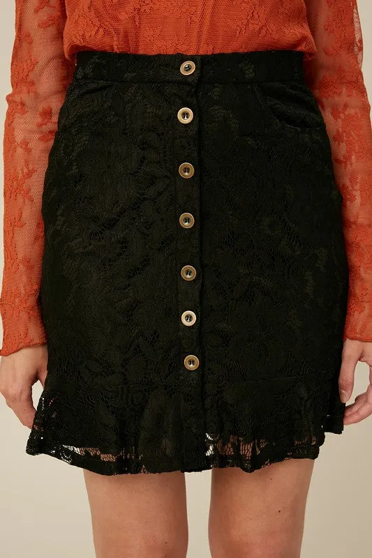 Embroidered Floral Lace Skirt