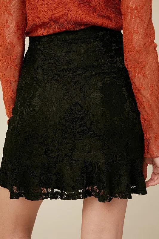 Embroidered Floral Lace Skirt