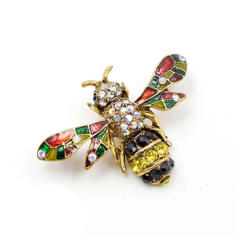 Enamel Bee Rhinestone Costume Brooches