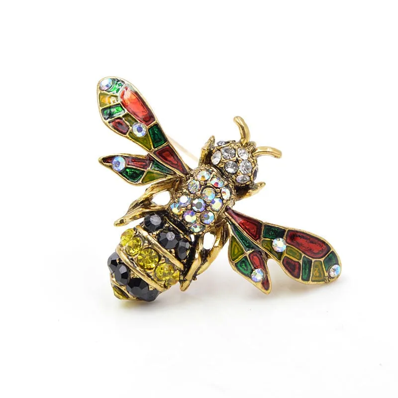 Enamel Bee Rhinestone Costume Brooches