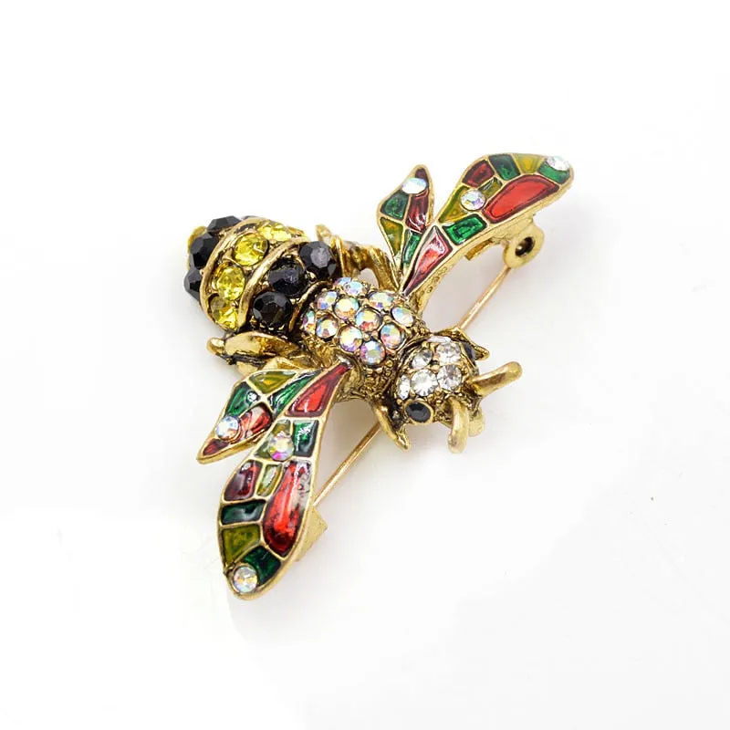 Enamel Bee Rhinestone Costume Brooches