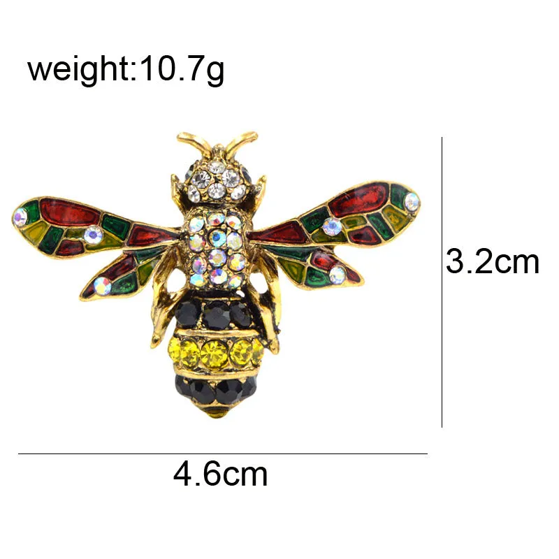 Enamel Bee Rhinestone Costume Brooches