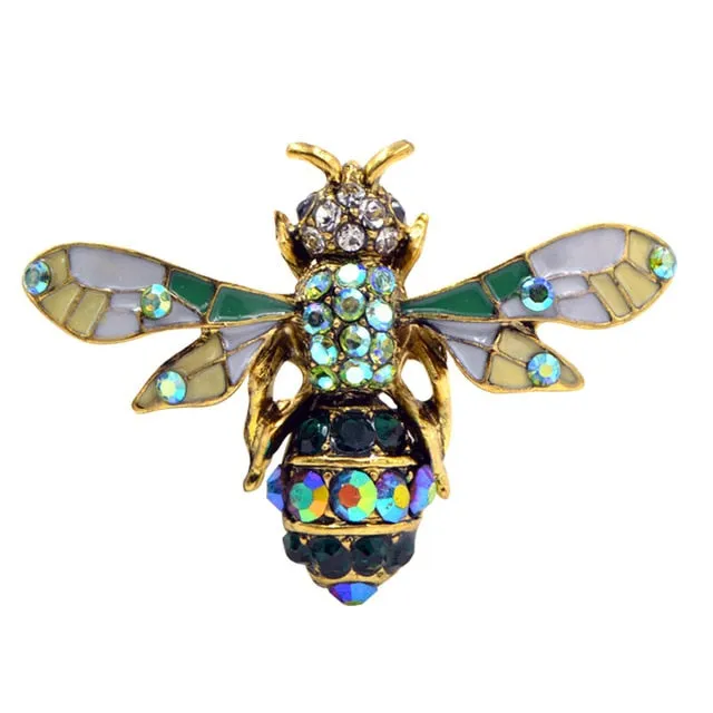 Enamel Bee Rhinestone Costume Brooches