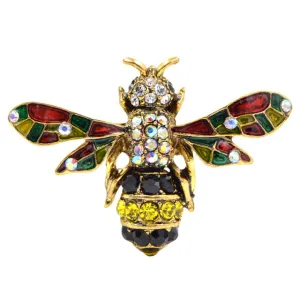 Enamel Bee Rhinestone Costume Brooches