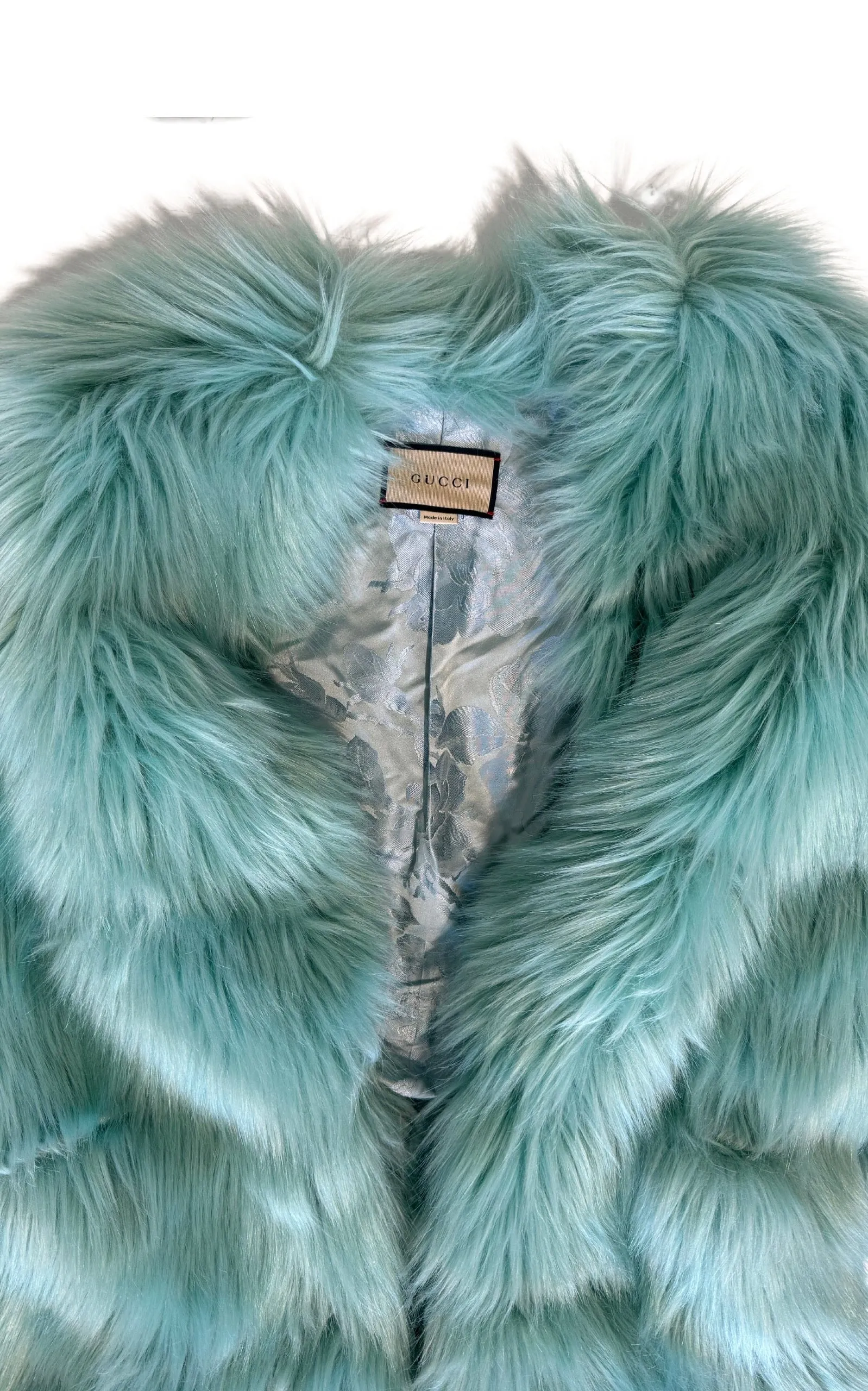 Faux Fur Coat in Mint Color