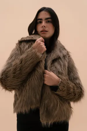 Faux Fur Jacket in Olive